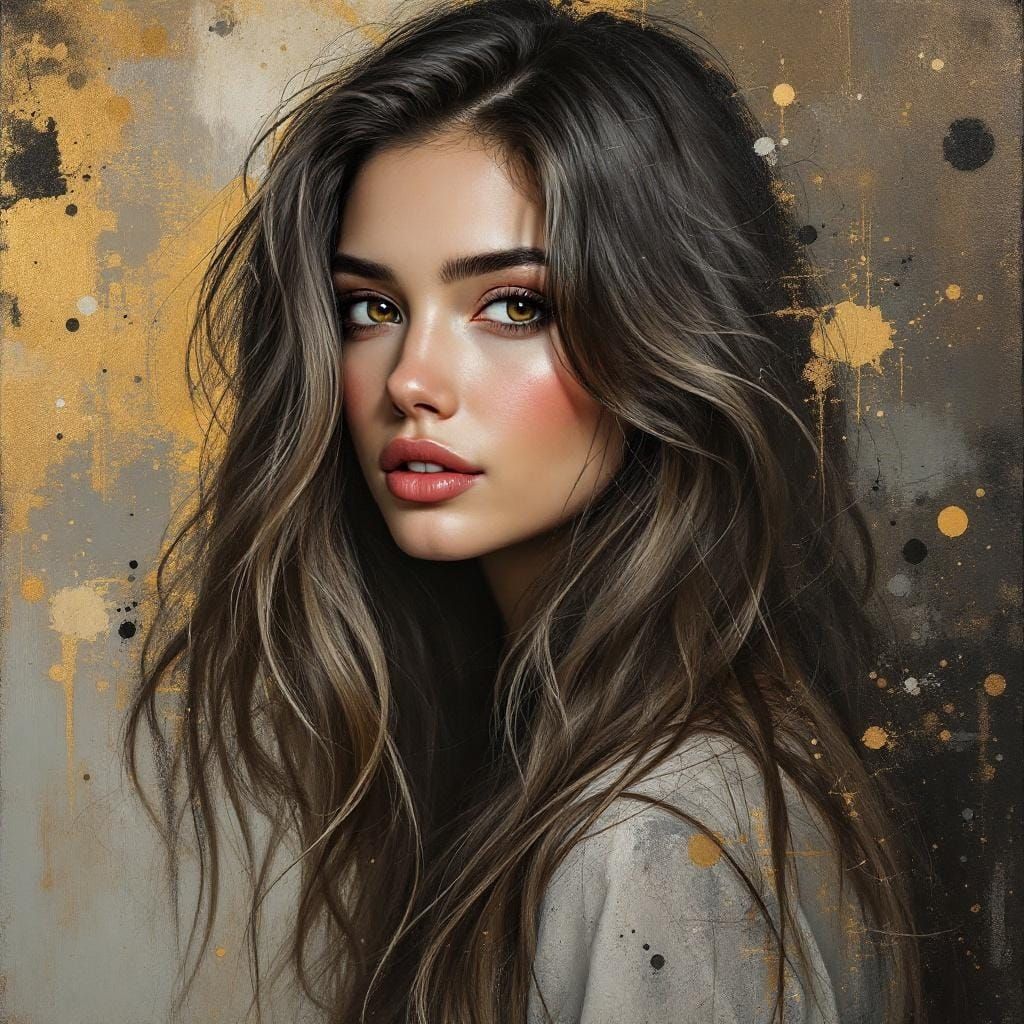 Beautiful Woman Portrait in Diamond Art Style