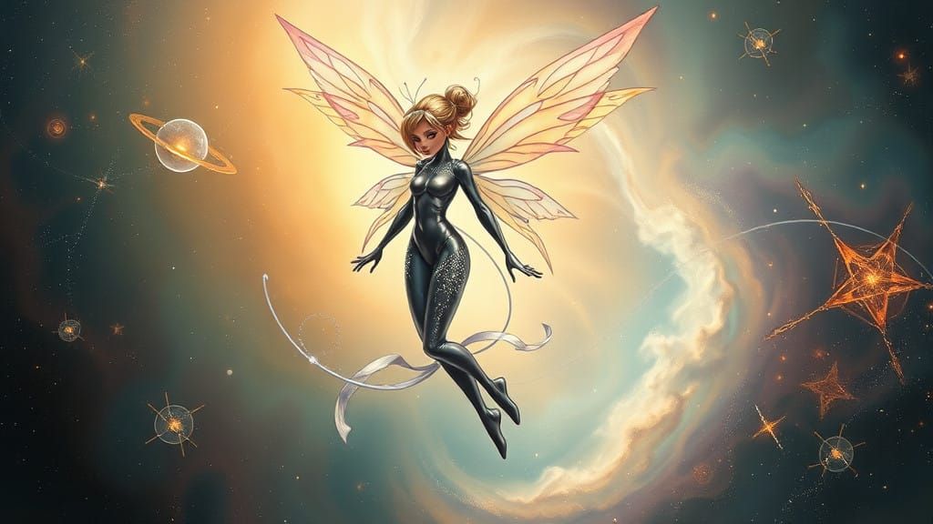 Surreal Fairy Astronaut in Cosmic Dreamscape