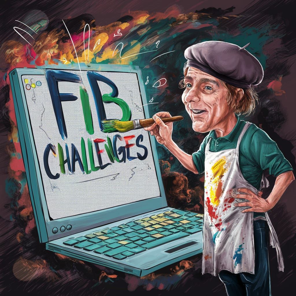 Artist Painting "FIB Challenges" on Screen