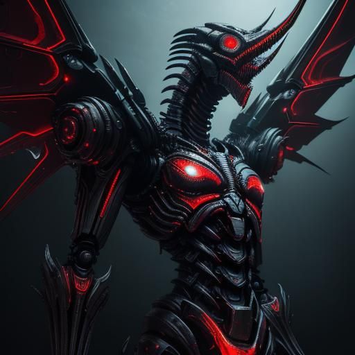 Biomechanical Alien Monster with Blades in Dark Futurism