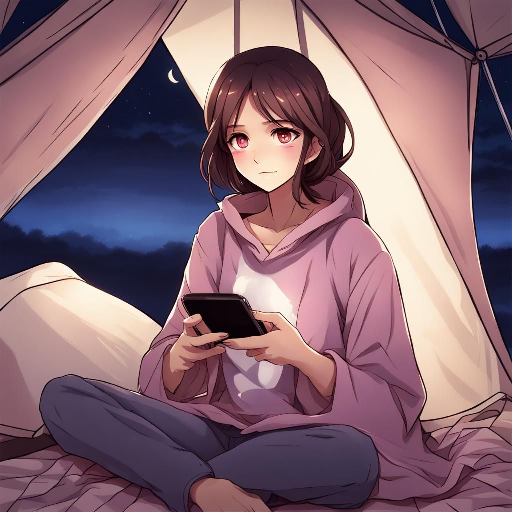 Pakistani Girl in Tent, Anime Style