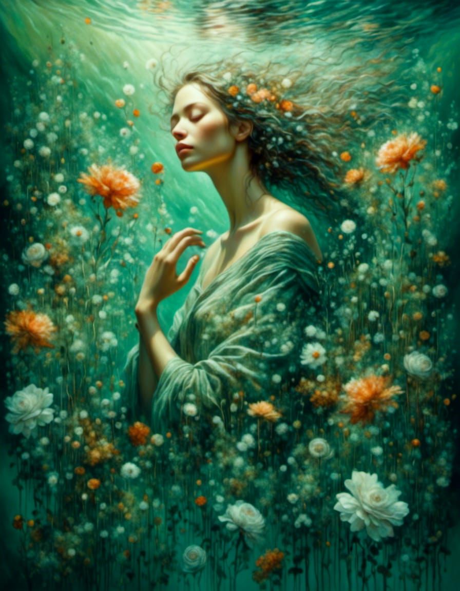 Woman with Flowers: Figurative Art in Bathing Light