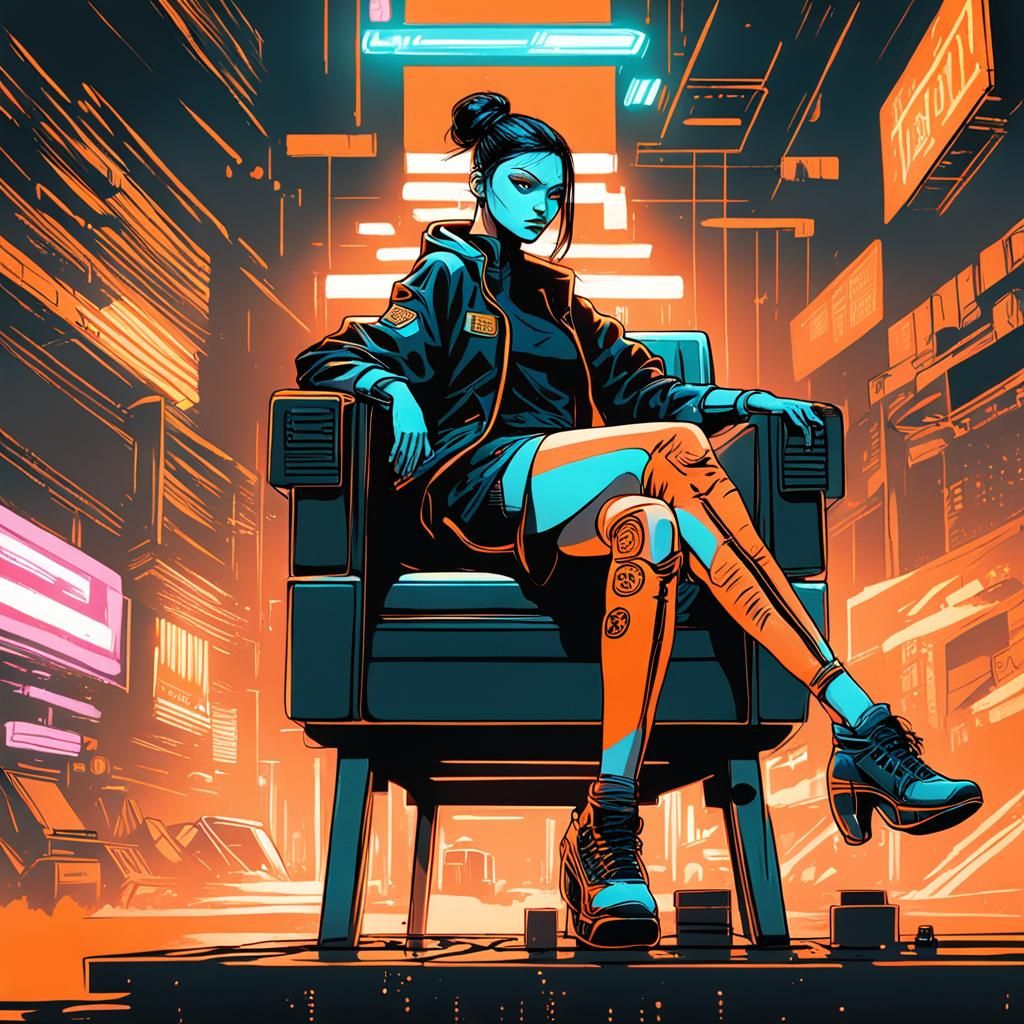 Indian Woman in Cyberpunk Style with Neon Lighting