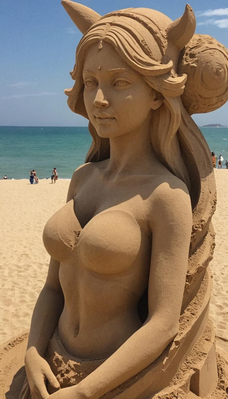 Beautiful Woman Sand Sculpture
