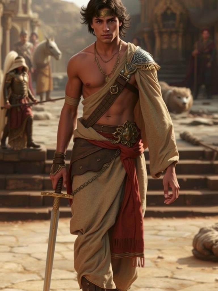 Warrior Prince with Sword in Heroic Fantasy Style