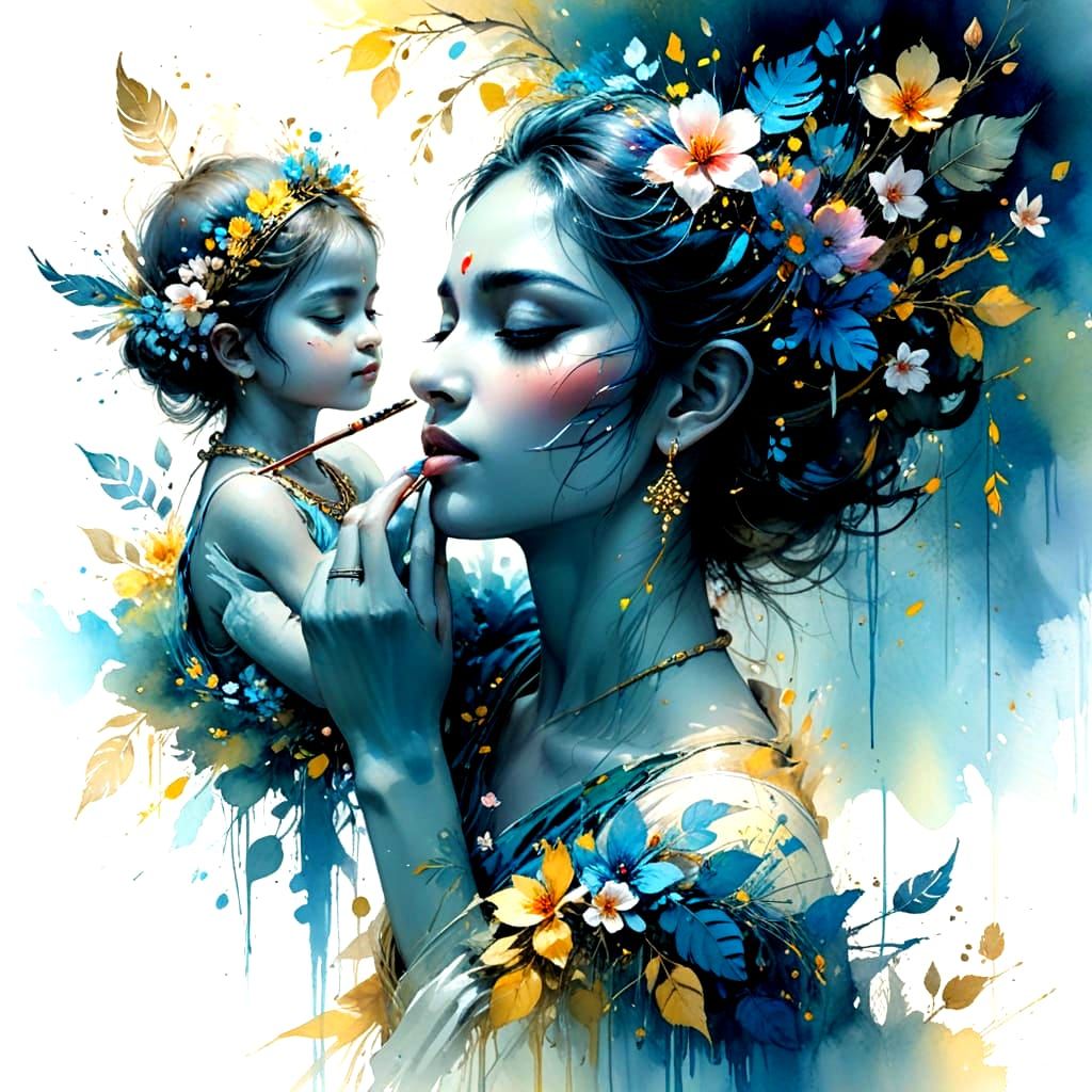 Krishna in mothers arms ......