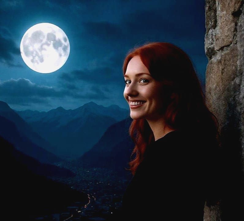 She looks from her mountain terrace at the town below.