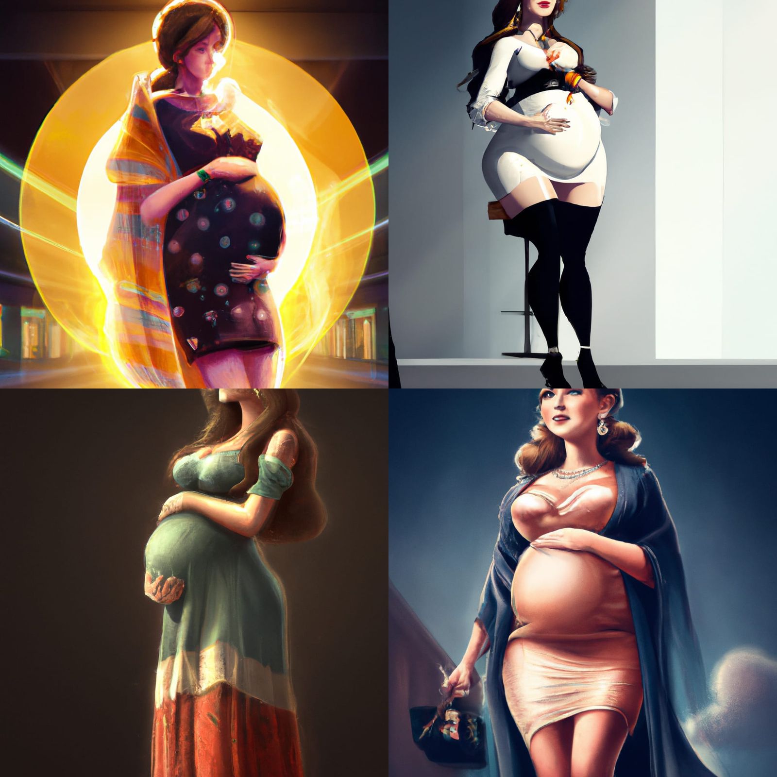 Elegant Pregnant Woman: Digital Concept Art