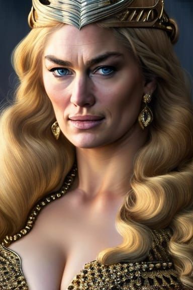 Amazonian Blonde Portrait in Art Nouveau Style