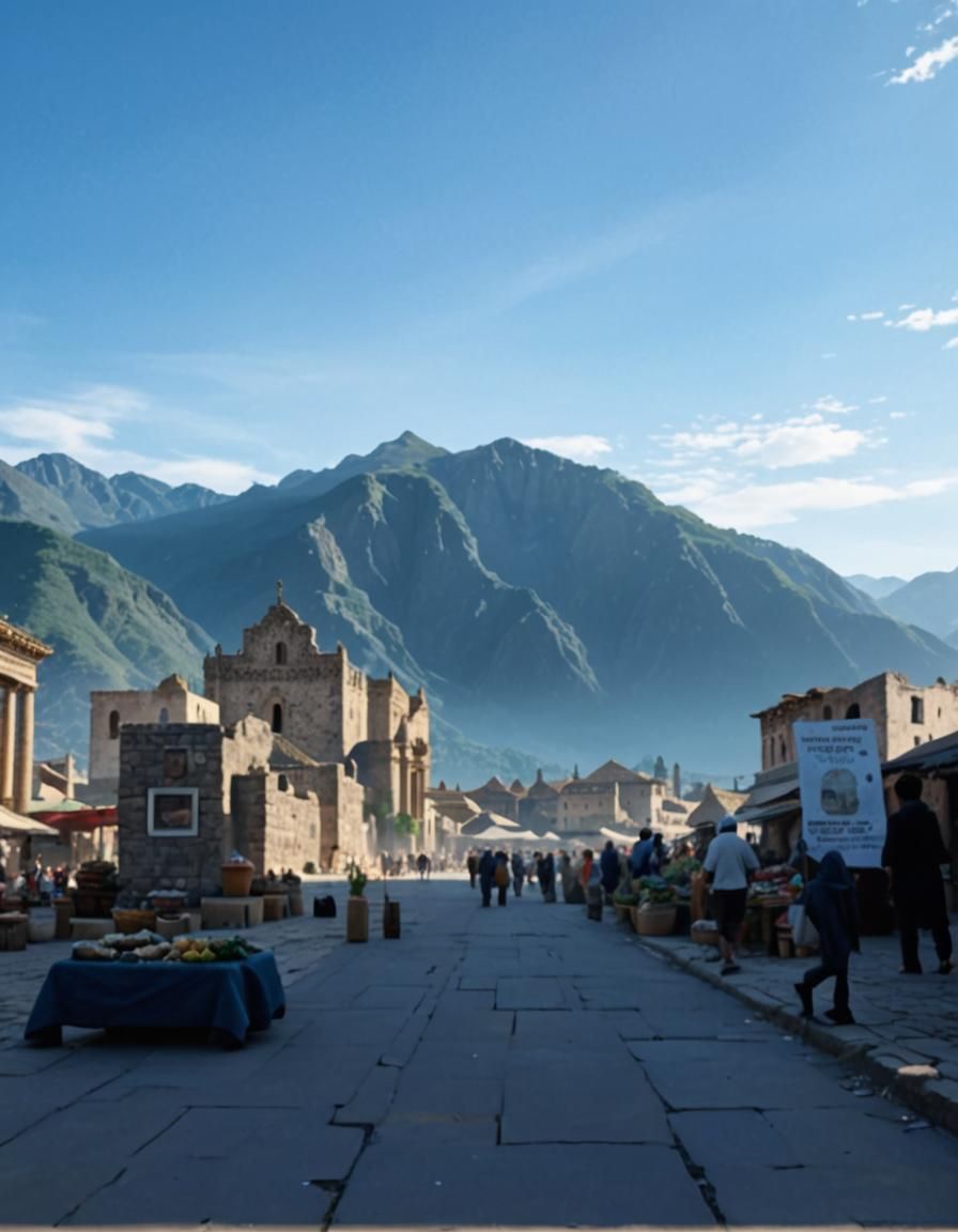 Vibrant Mayan Market with Granite Buildings