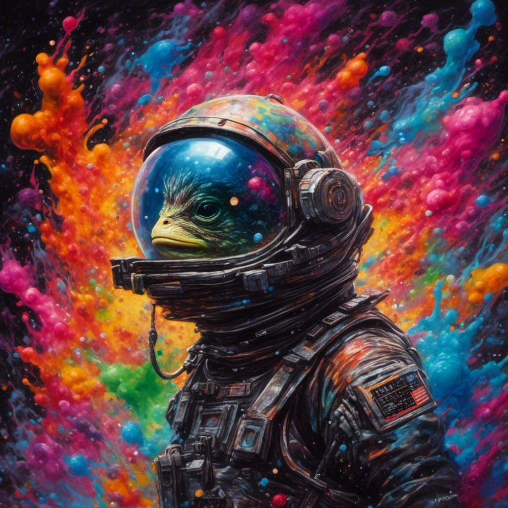 Pepe Exploring Space as Graffiti Art