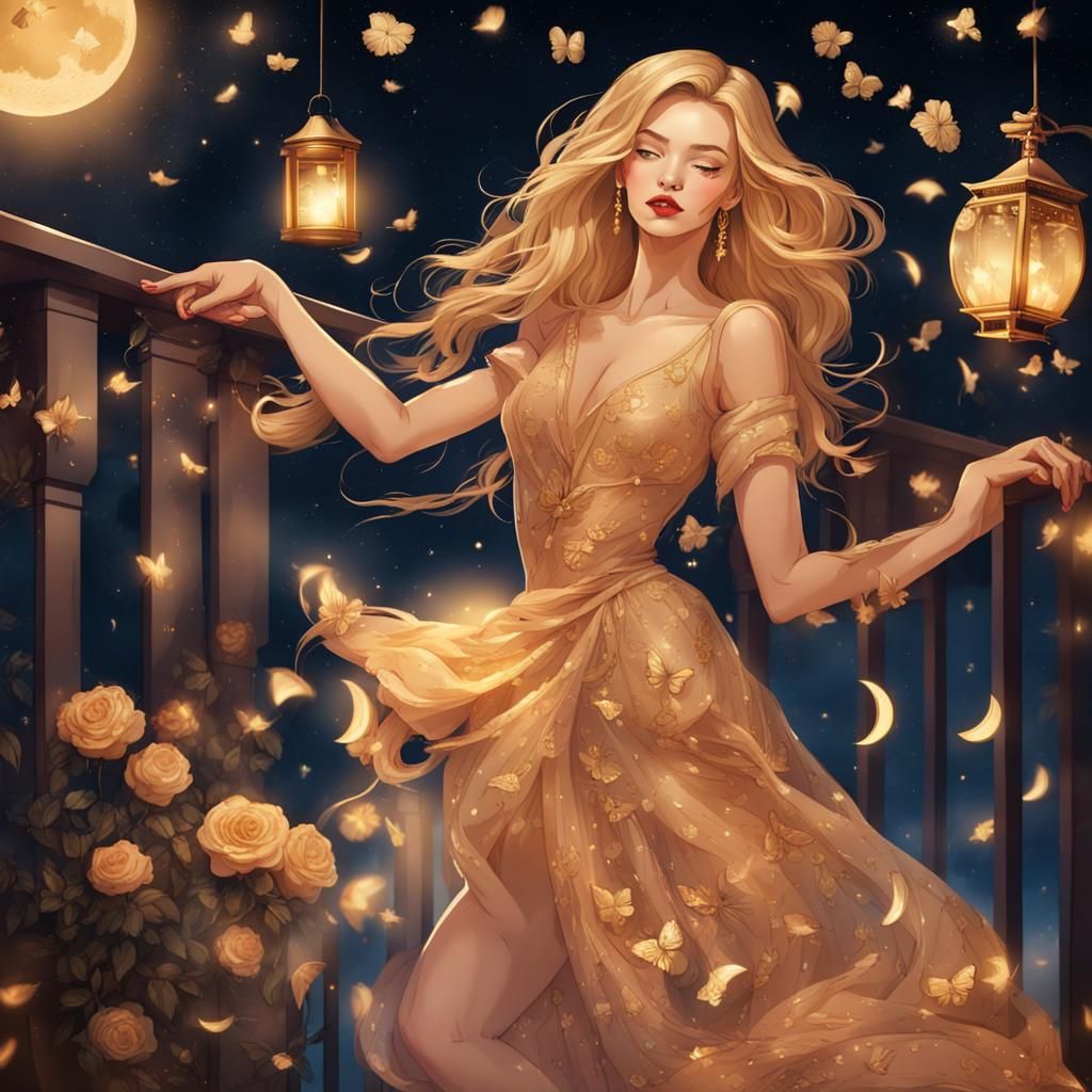 Golden Girl Dancing Under the Stars
