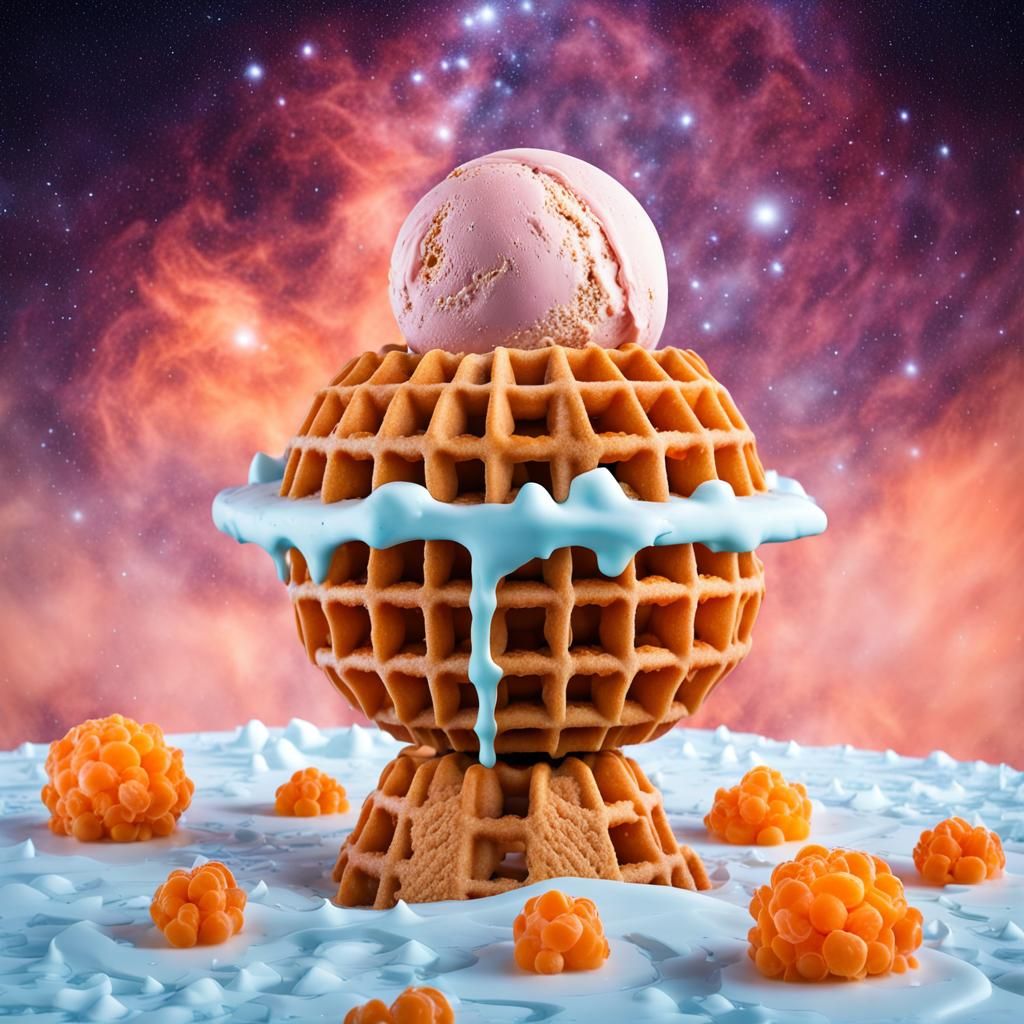 Waffle Ice Cream Planet in Galactic Space