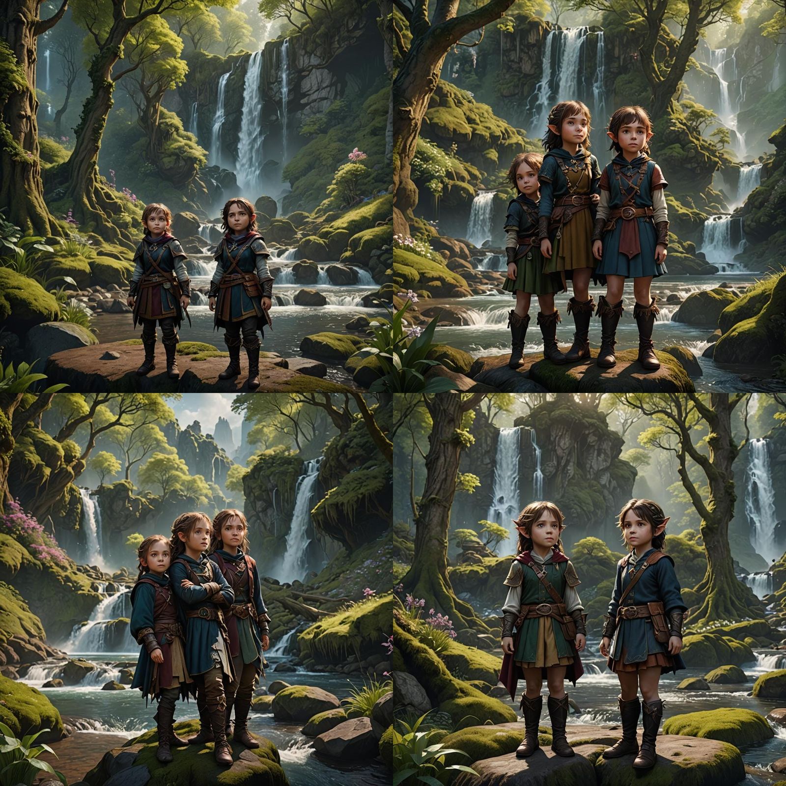Halfling Sisters in Spring, Fantasy Concept Art