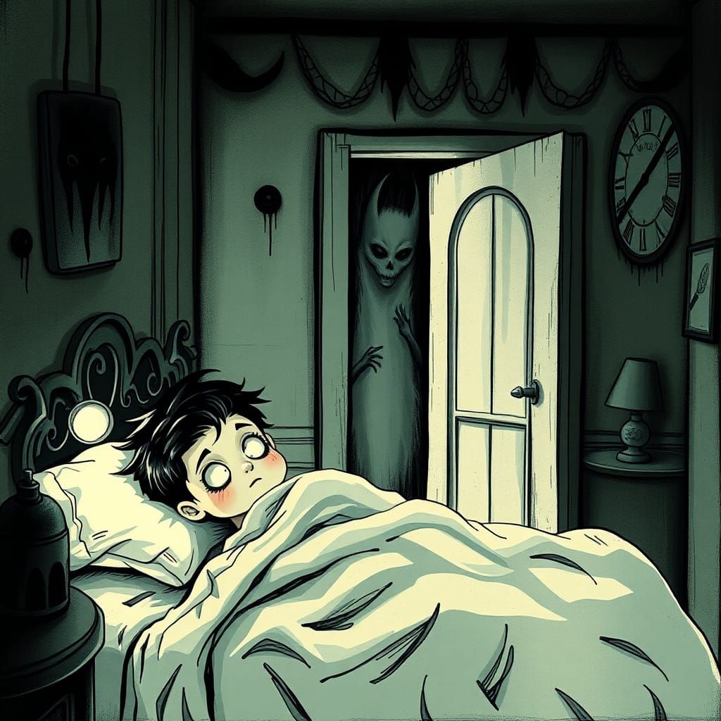 Chibi Monster in Closet: Surreal Art Deco Horror