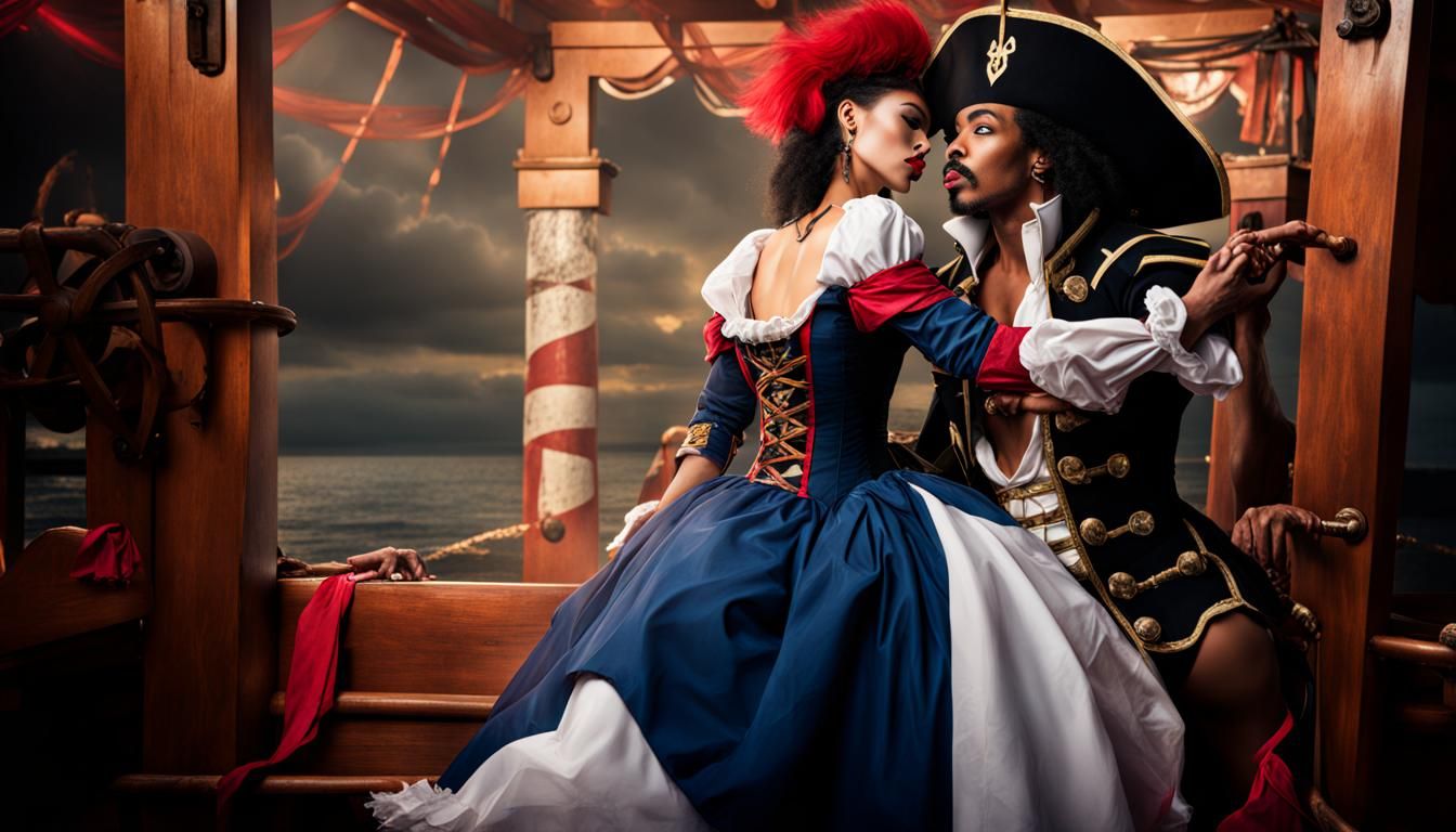 Captain Hook and Queen of Hearts Kissing