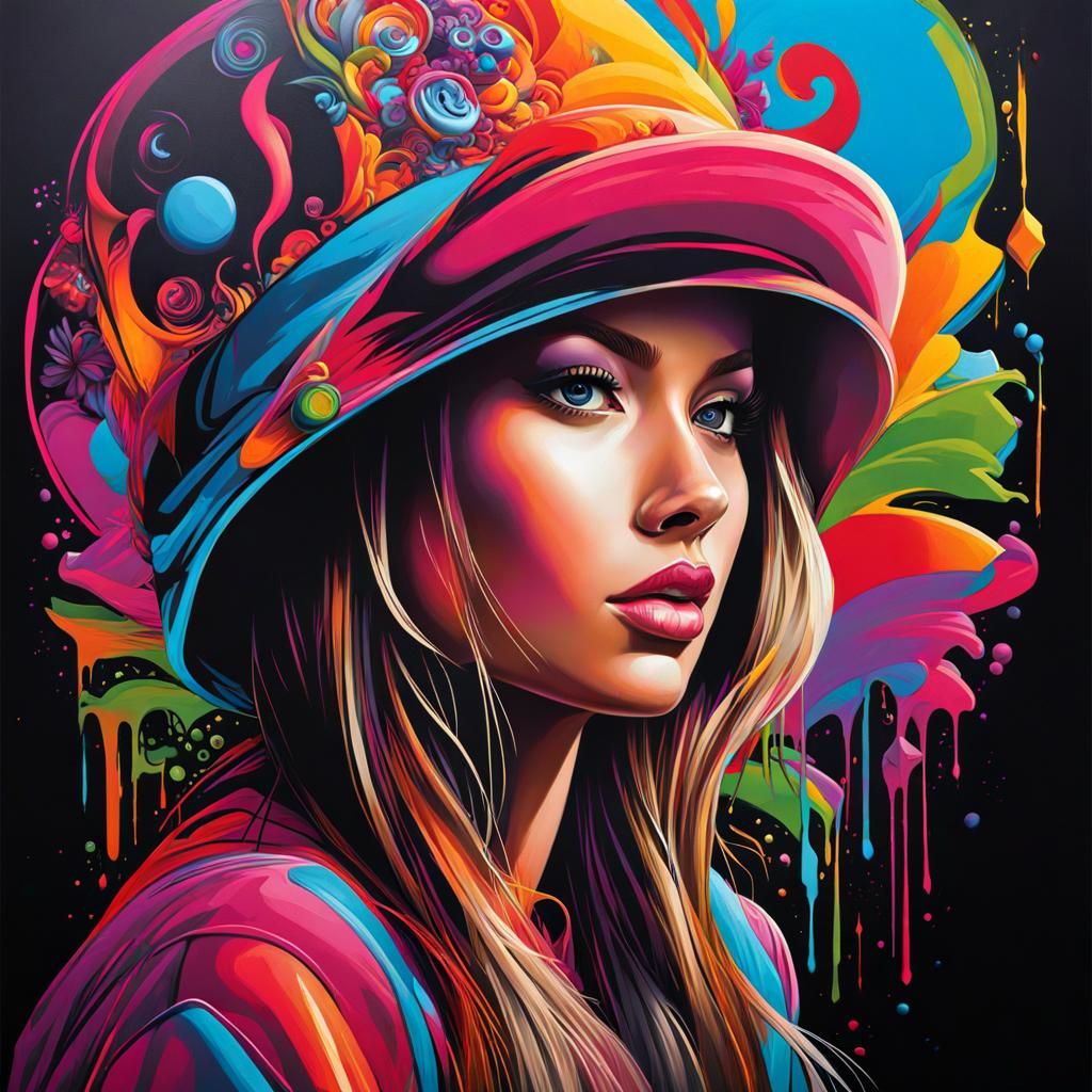 Graffiti Art: Woman in Tub Smoking a Pipe