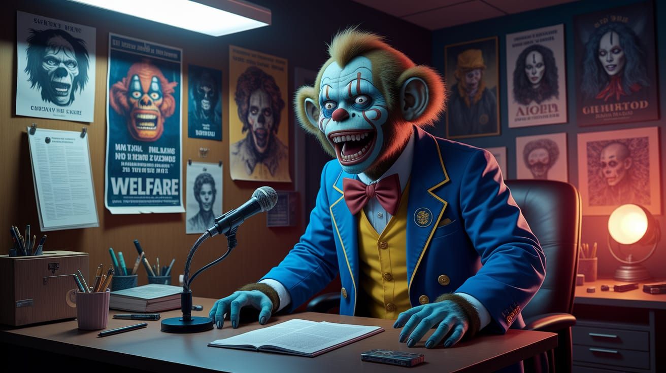 Passionate Zombie Clown Speaks Out Against Welfare in Haunti...