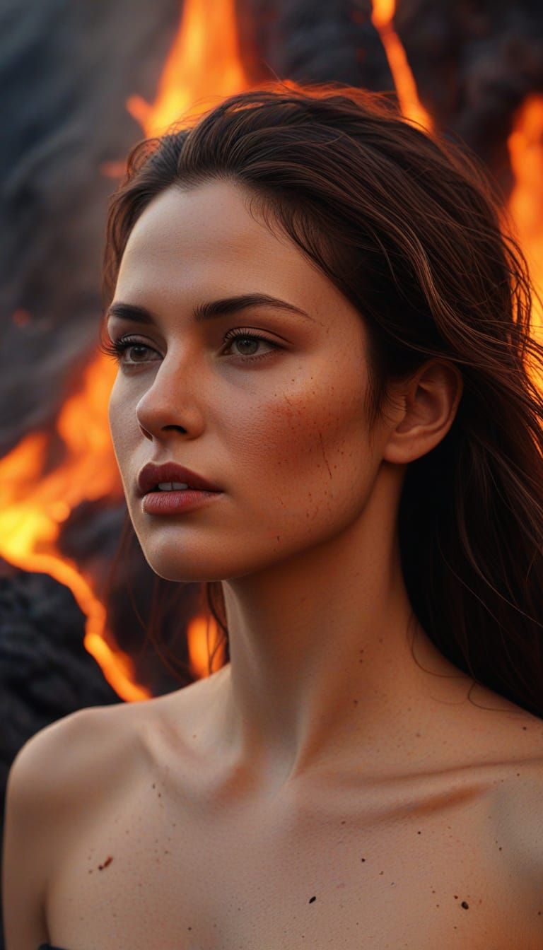 Lava Woman: Photorealistic Digital Art Portrait