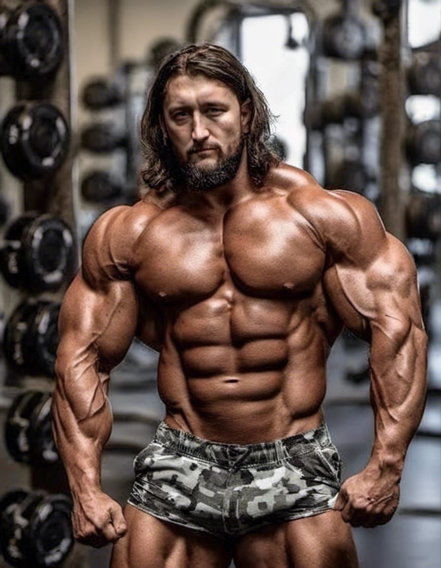 Bodybuilder Posing at Mr Universe Competition