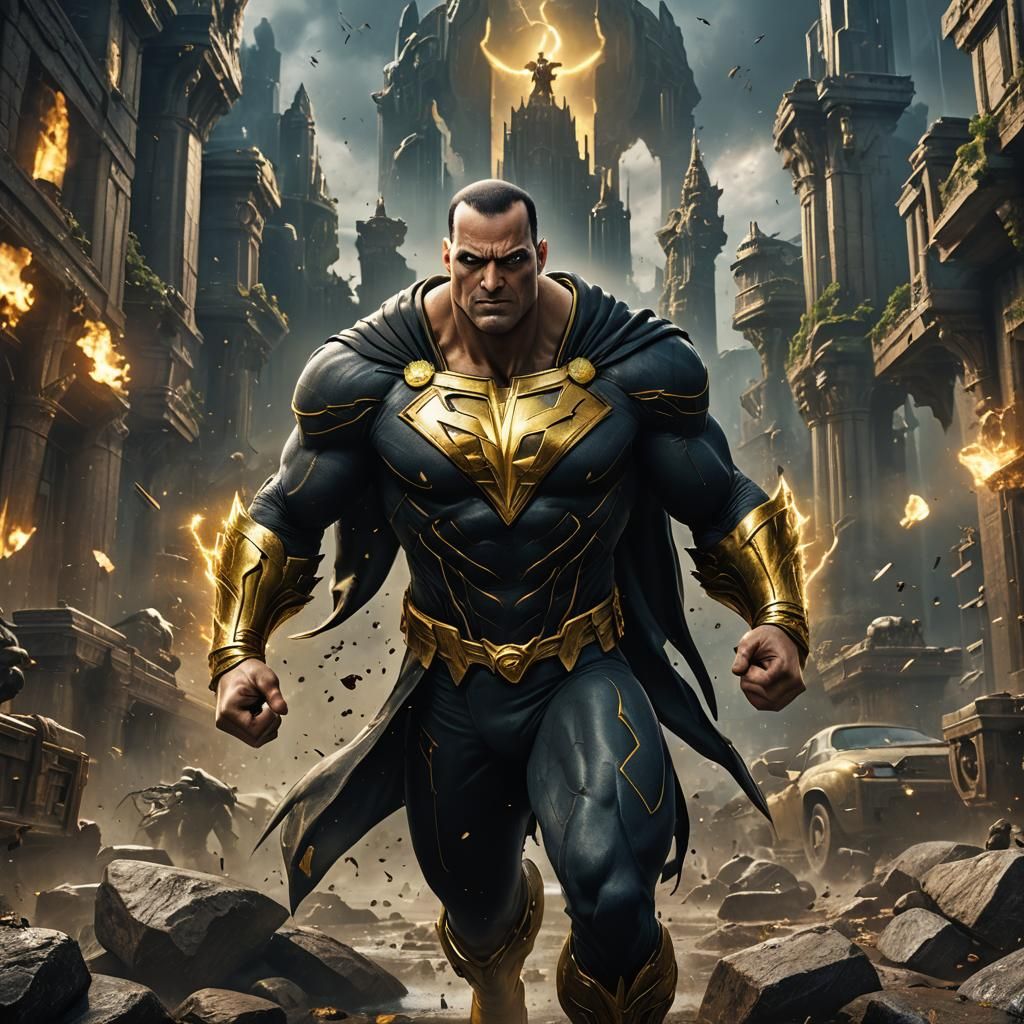 Detailed Matte Painting of Black Adam in 8k