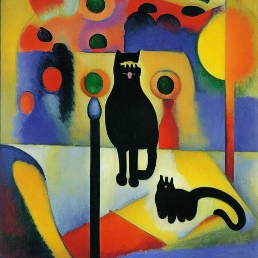 Fluorescent Cat in Expressionist Style