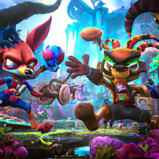 Crash Bandicoot vs Dr. Neo Cortex: Digital Painting