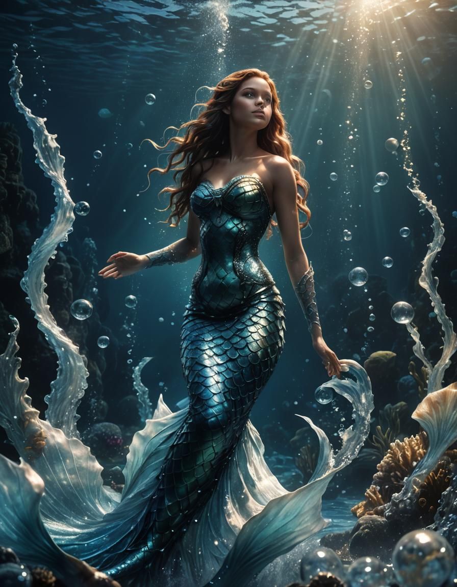 Mermaid in Ocean Depths: Hyper-Realistic Digital Art