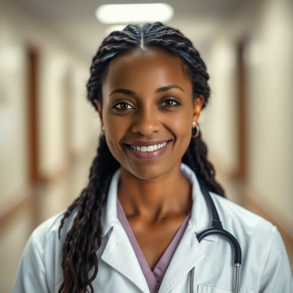 Ethiopian Nurse Portrait with Stethoscope, Professional Stud...