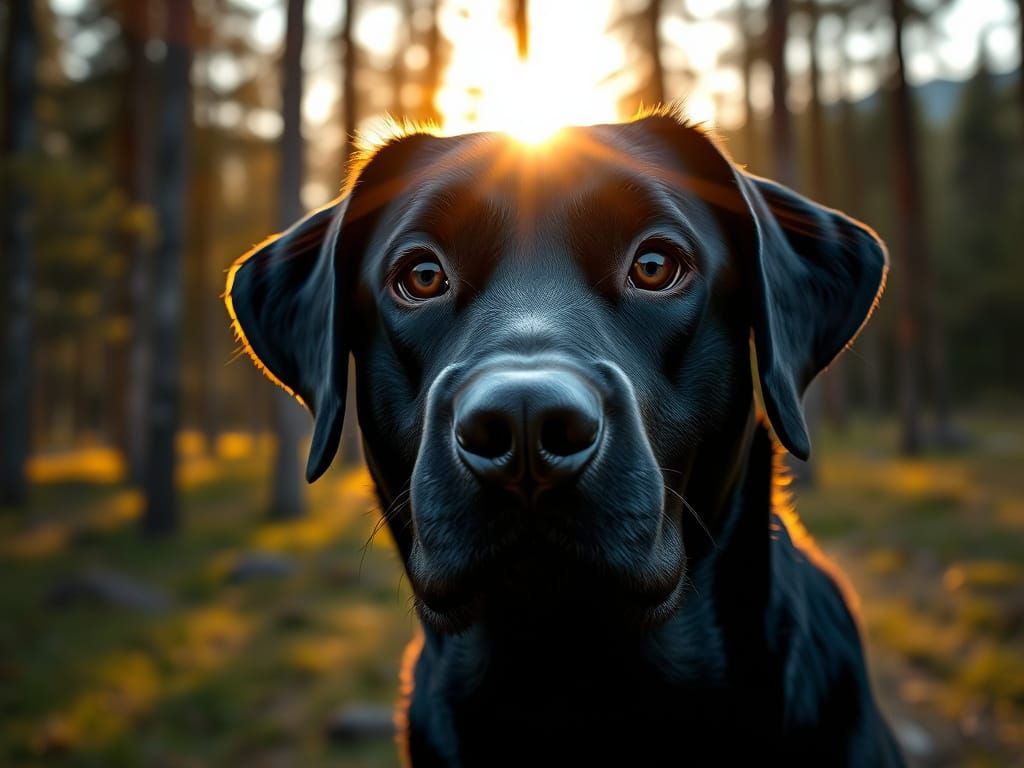 Realistic Black Labrador Retriever Portrait in Hyperrealisti...
