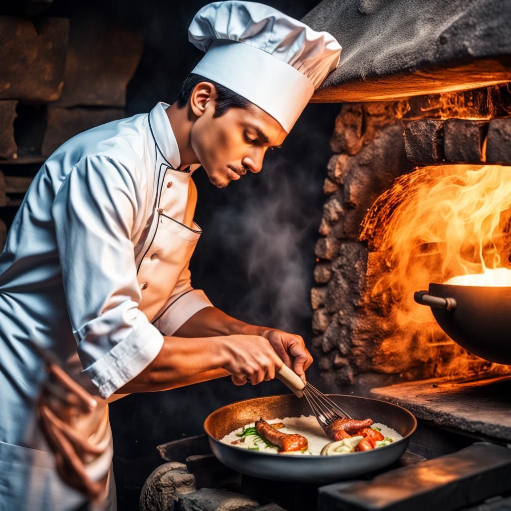 Photorealistic Portrait of a Young Cook with Oven