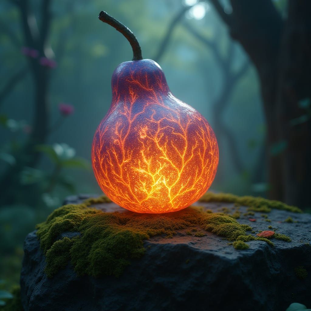 Magical Glowing Fruit in Enchanted Forest