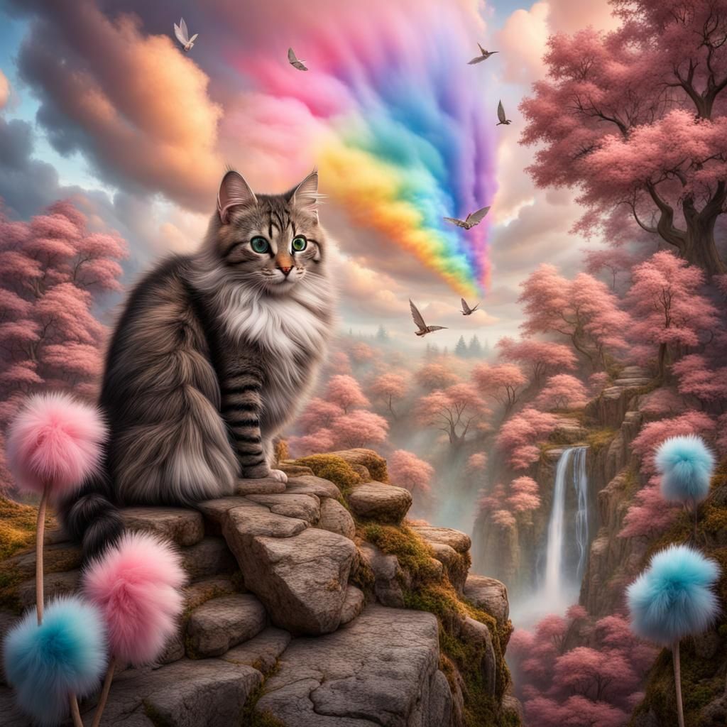 Enchanted Realm of Purradise: Winged Cats Soaring