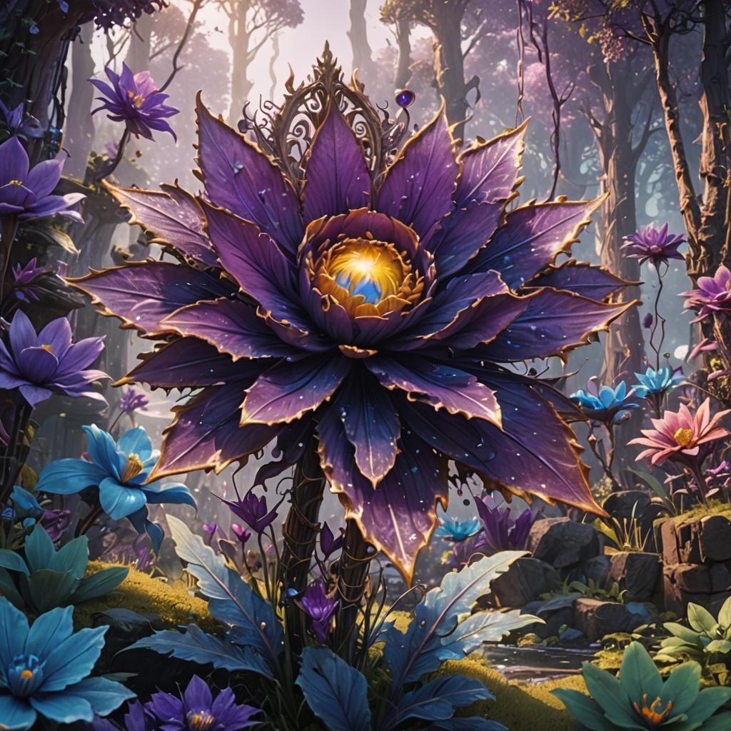 Fantastical Purple-Blue Matte Painting in Deep Color