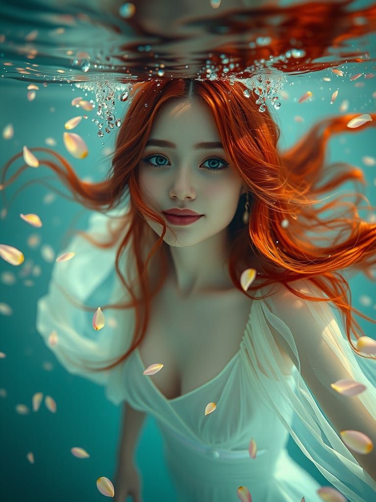 Underwater Redhead in Dreamy Ethereal Lighting