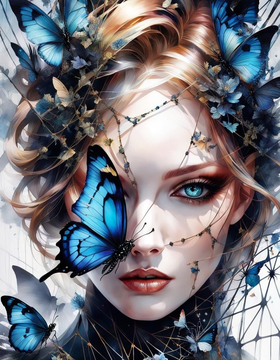 Butterfly Entangled in Geometric Spiderweb