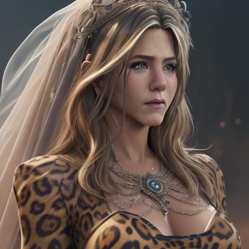 Leopard Wedding Dress with Union Flag, Detailed Matte Painti...