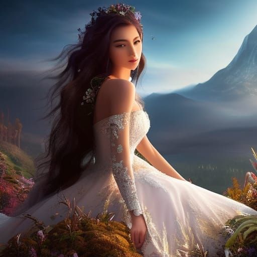 Mysterious Girl in Whispers of Sorrow and Enchantment