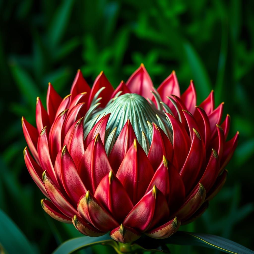 Majestic King Protea in Vibrant Emerald Green Habitat
