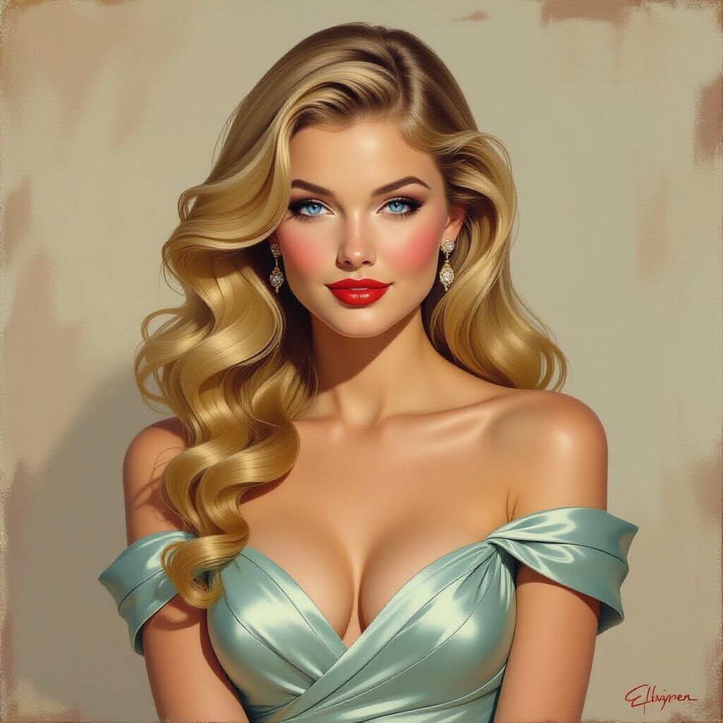 Radiant Blonde Woman in Hyperrealistic Impasto Painting