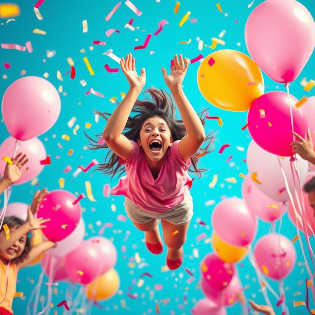 Explosive Moment of Joy in Futuristic Photorealism