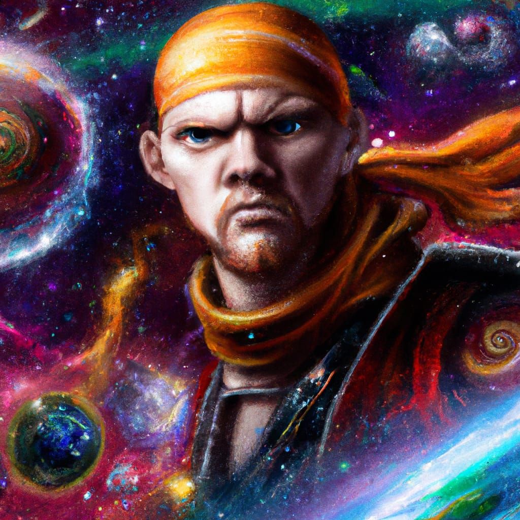 Colorful Space Pirate in Spaceship: Digital Art