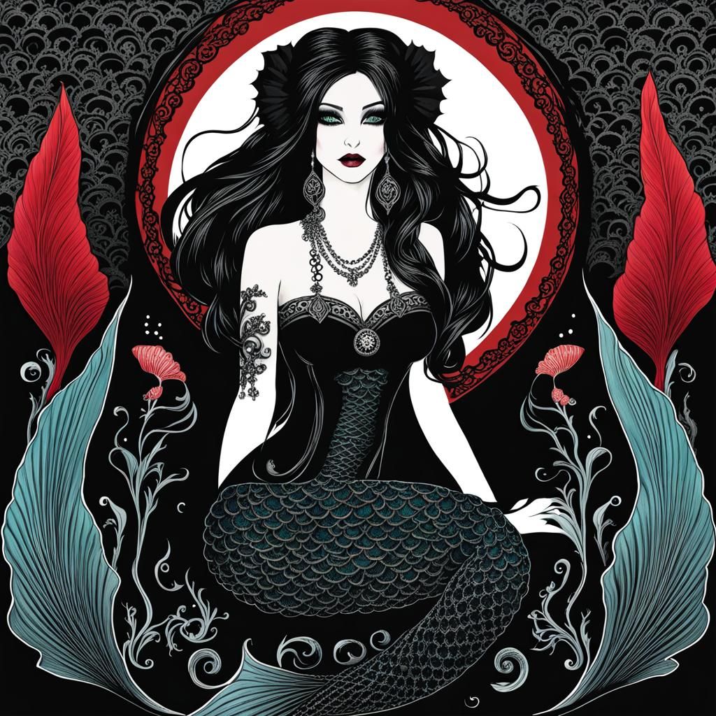 Goth Mermaid Illustration