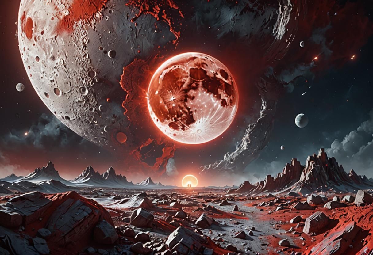 Moon Portrait in Renaissance Graffiti Sci-Fi Style