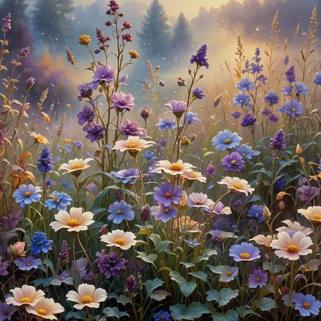 Ethereal Autumn Flowers in Golden Light