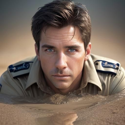 Male Cop Sinking in Quicksand Portrait