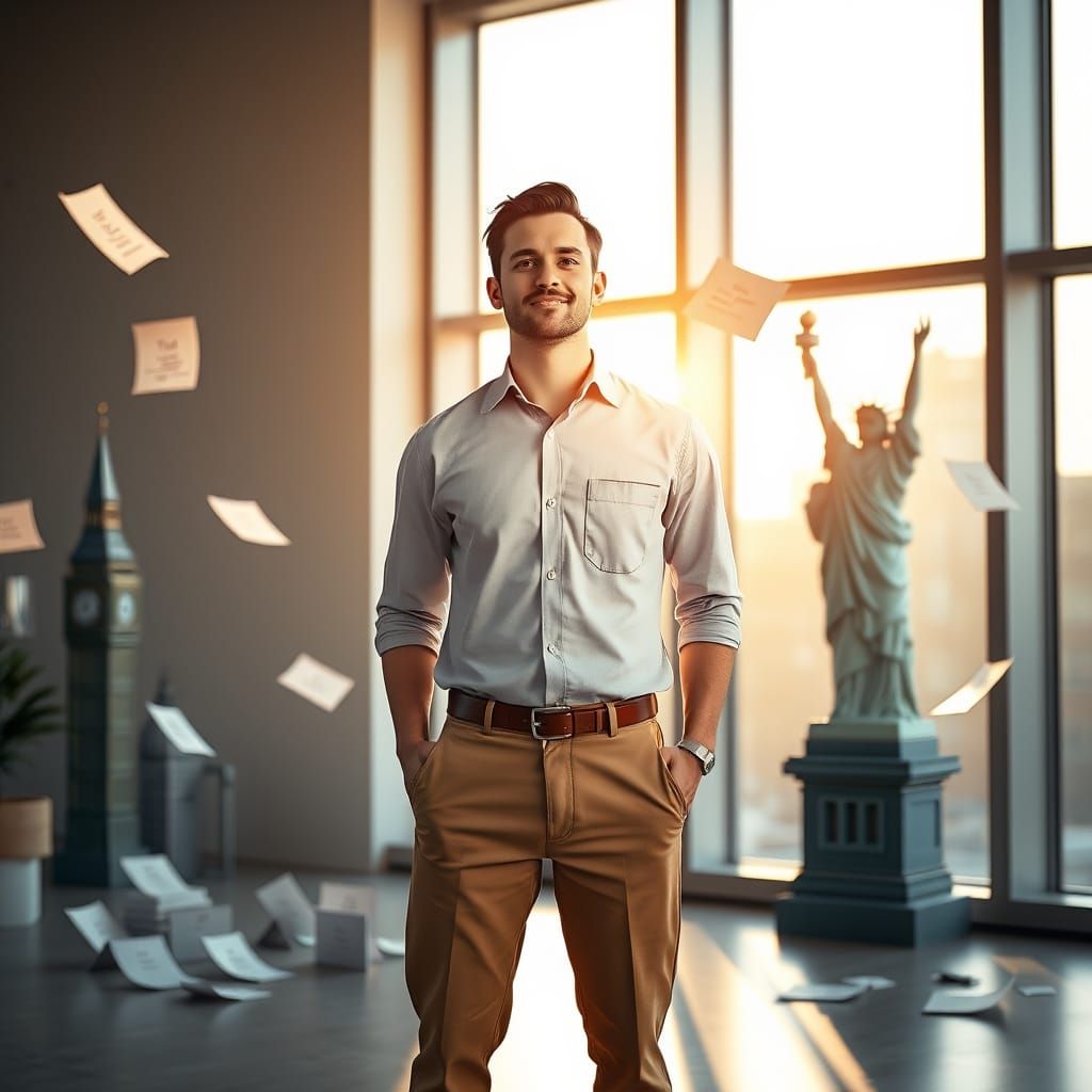 Inspiring English Teacher in Modern Classroom, Photorealisti...