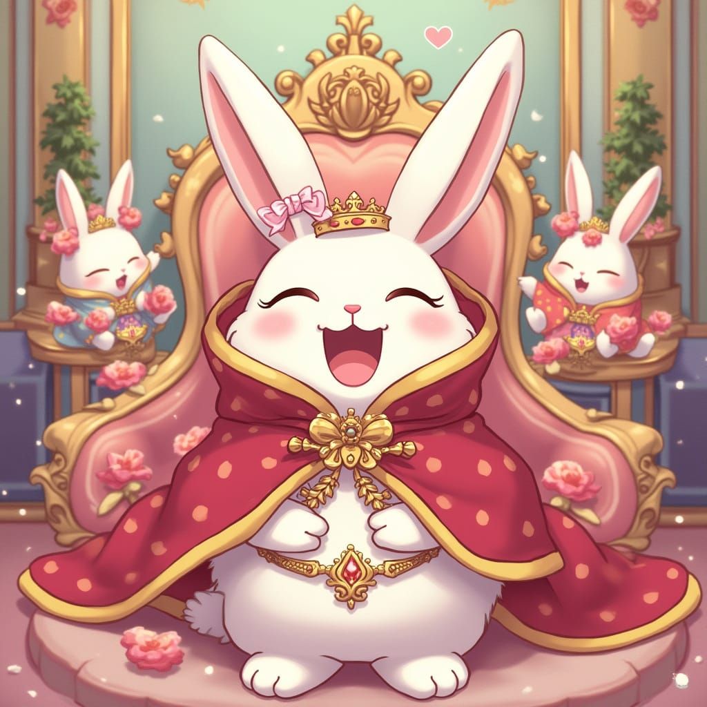 Playful Anime Bunny in Royal Setting