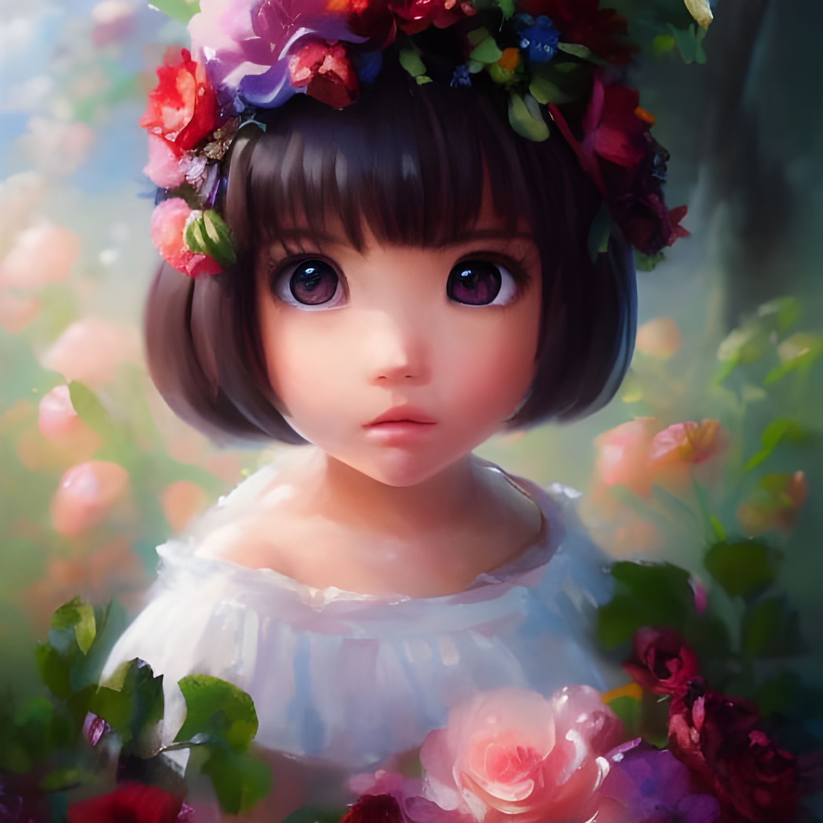 Sad Piglet Surrounded by Hearts, Ghibli Style