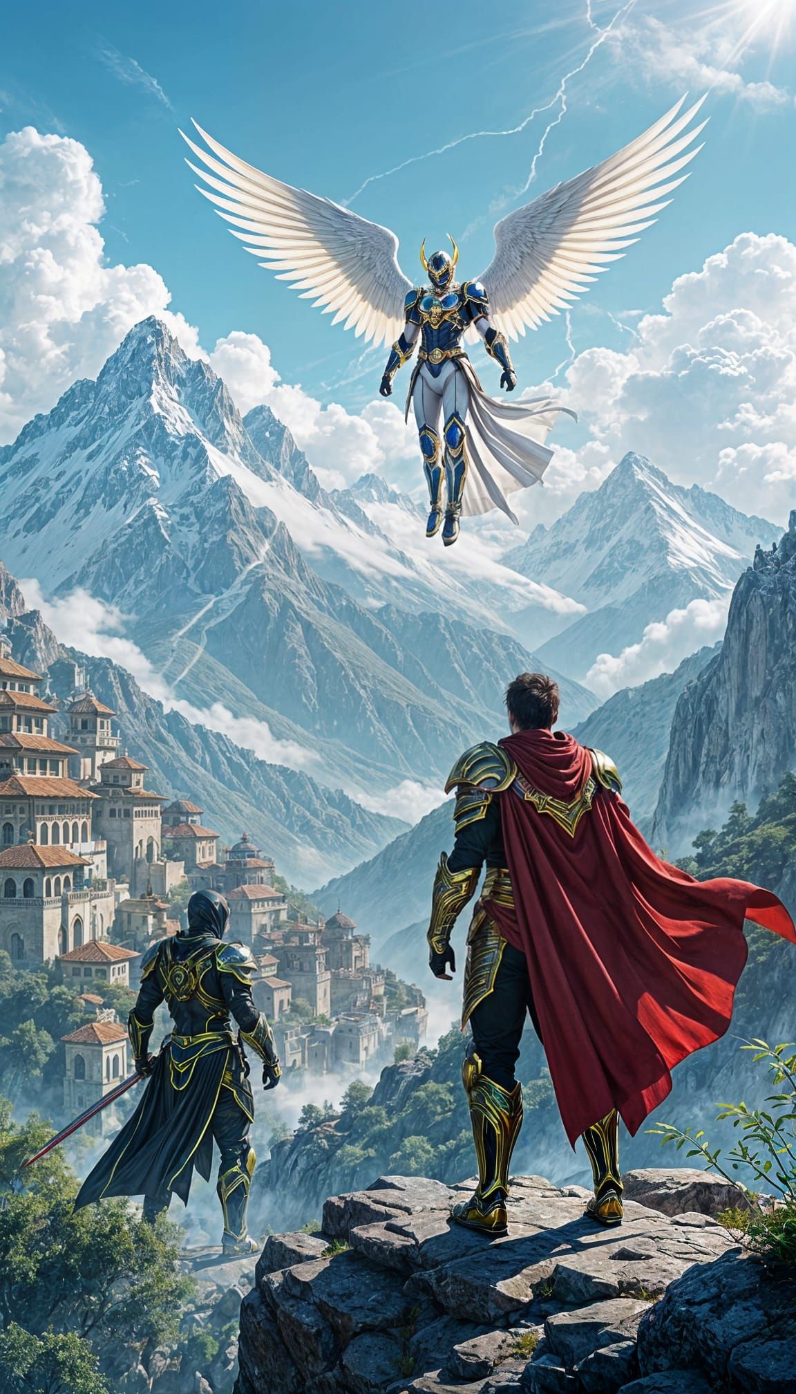 Ninja Warrior Battles Lightning God in Anime Style